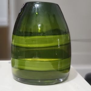 MURANO ART GLASS.Sasso Vase Luciano Gaspari Salviati. Moss/ Olive Green 7"
